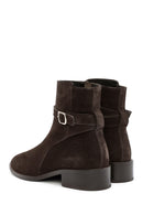 Women's Brown Zippered Suede Leather Boots | Derimod