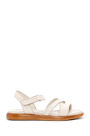 Women's Beige Ankle Strap Leather Comfort Sandals | Derimod