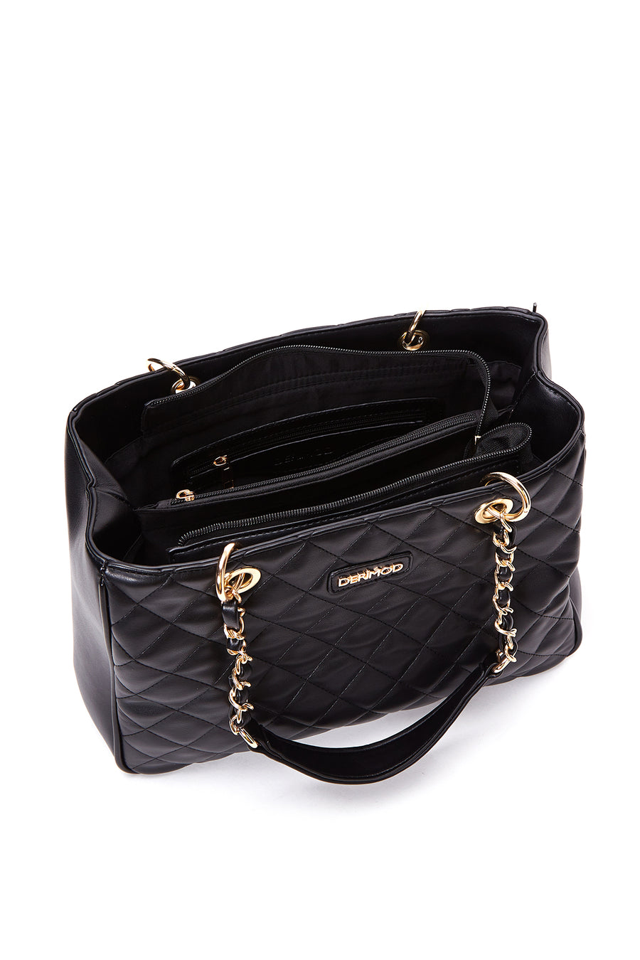 Women's Black Long Strap Quilted Shoulder Bag