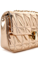 Women's Pink Long Strap Quilted Metallic Crossbody Bag | Derimod