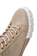 Women's Beige Suede High Top Sneaker | Derimod