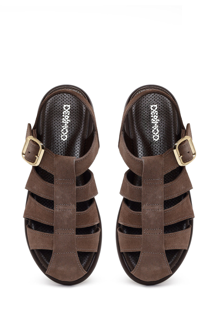 Woman Mink Ankle-Buckle Suede Leather Sandals