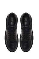 Male Black Lace-Up Thick-Soled Leather Sneaker | Derimod
