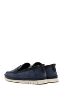 Men's Navy Blue Nubuck Leather Casual Loafer | Derimod