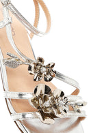 Women's Silver Ankle Buckle Stoned Metallic Sandals | Derimod