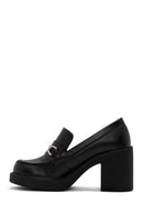 Women's Black Chunky Heel Loafers | Derimod