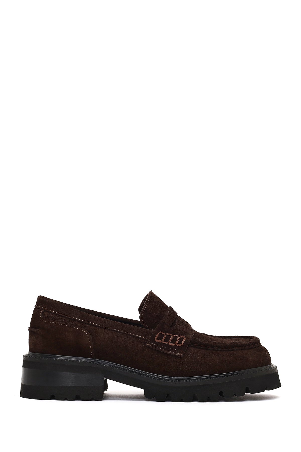 Woman Brown Thick-Soled Suede Loafer AF130002DS | Derimod