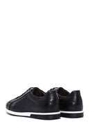 Men's Black Leather Printed Sneaker | Derimod