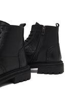Men's Black Zippered Leather Boots | Derimod