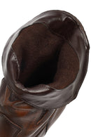 Women's Brown Short Chunky Heel Leather Cowboy Boots | Derimod