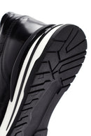 Erkek Siyah Kroko Desenli Bağcıklı Kalın Tabanlı Deri Sneaker | Derimod