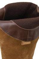 Woman Tan Chunky Heeled Suede Cowboy Boots | Derimod