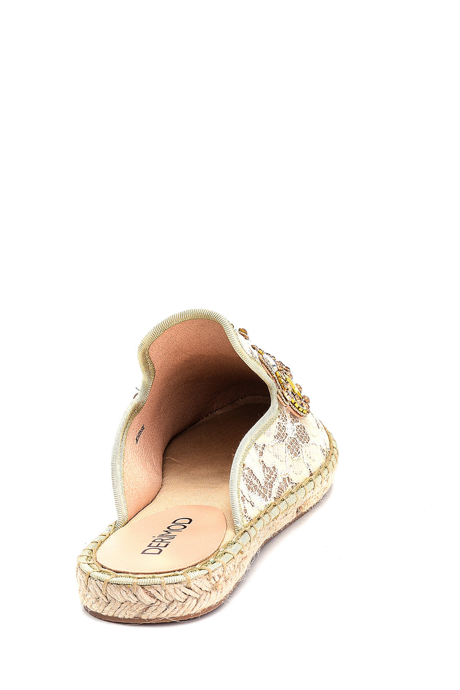 Women's Stone Detailed Straw Slippers
