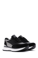 Women's Black Leather Suede Detailed Sneaker | Derimod