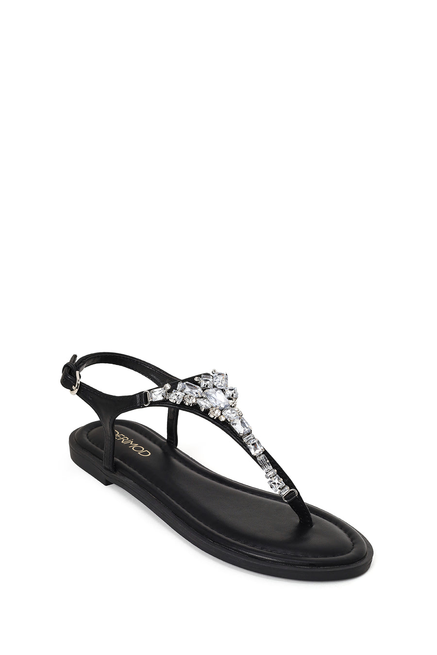 Woman Black Stone-Embellished Flip-Flop Sandal