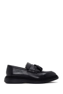 Men's Black Leather Tassel Loafer | Derimod