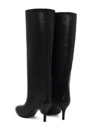 Woman Black Thin High-Heeled Leather Boots | Derimod