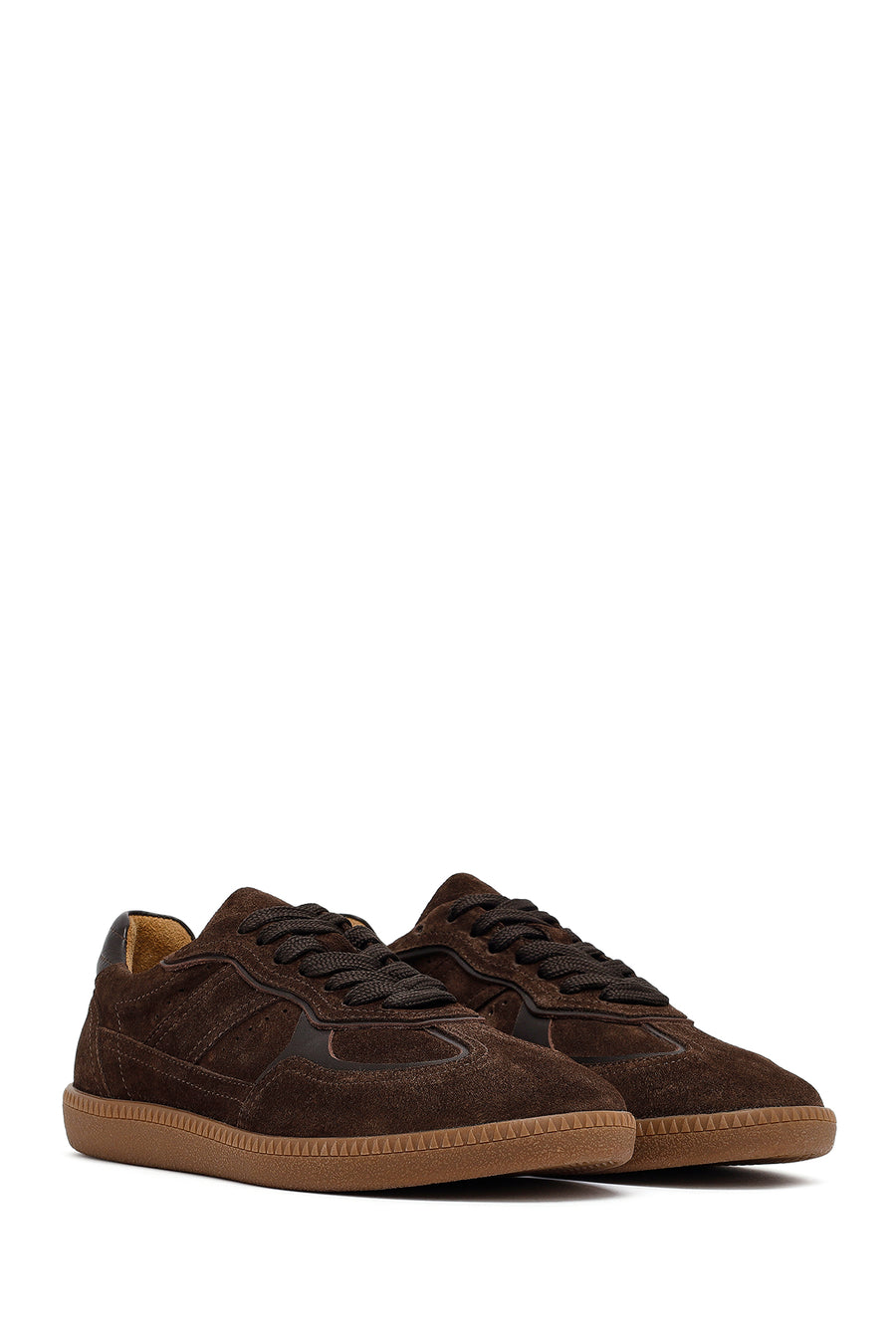 Woman Brown Lace-Up Suede Leather Sneaker