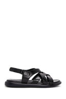 Women's Black Ankle Strap Leather Comfort Sandals | Derimod