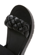 Women's Black Knit Patterned Sandals | Derimod