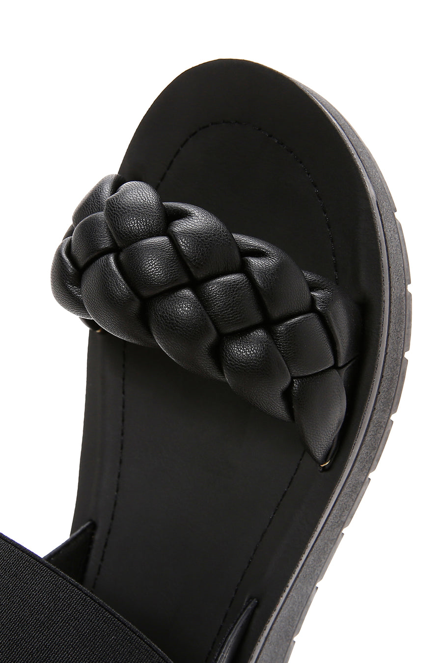 Women's Black Knit Patterned Sandals