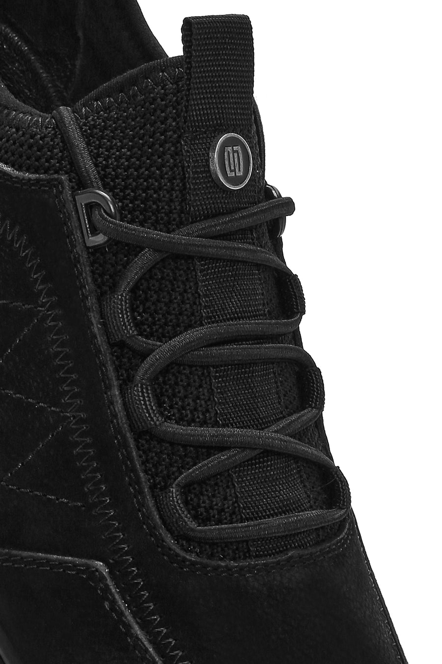 Men's Black Lace-Up Nubuck Leather Casual Sneaker
