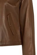 Vera Woman Brown Oversize Leather Jacket | Derimod