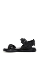 Women's Black Strappy Leather Comfort Sandals | Derimod