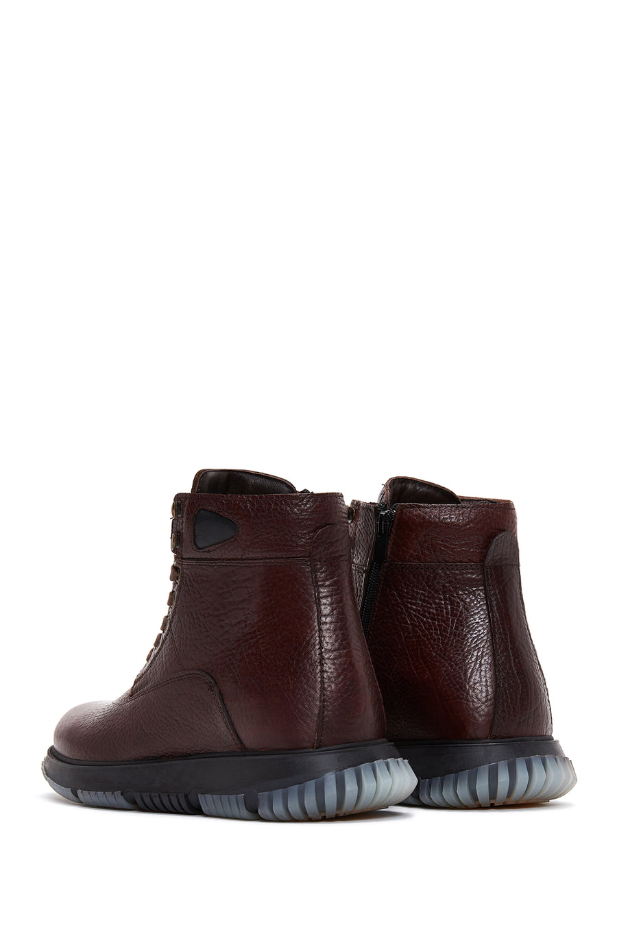 Men's Brown Leather Zippered Casual Boots