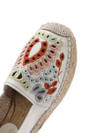 Women's Beige Patterned Leather Espadrilles | Derimod