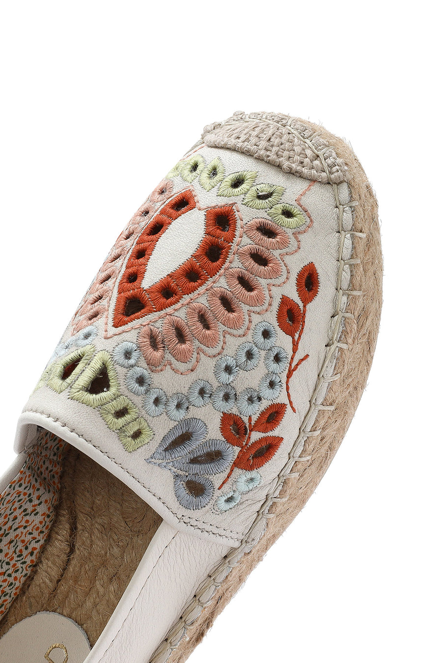 Women's Beige Patterned Leather Espadrilles