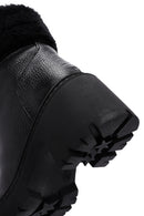 Women's Black Short Heeled Leather Boots | Derimod