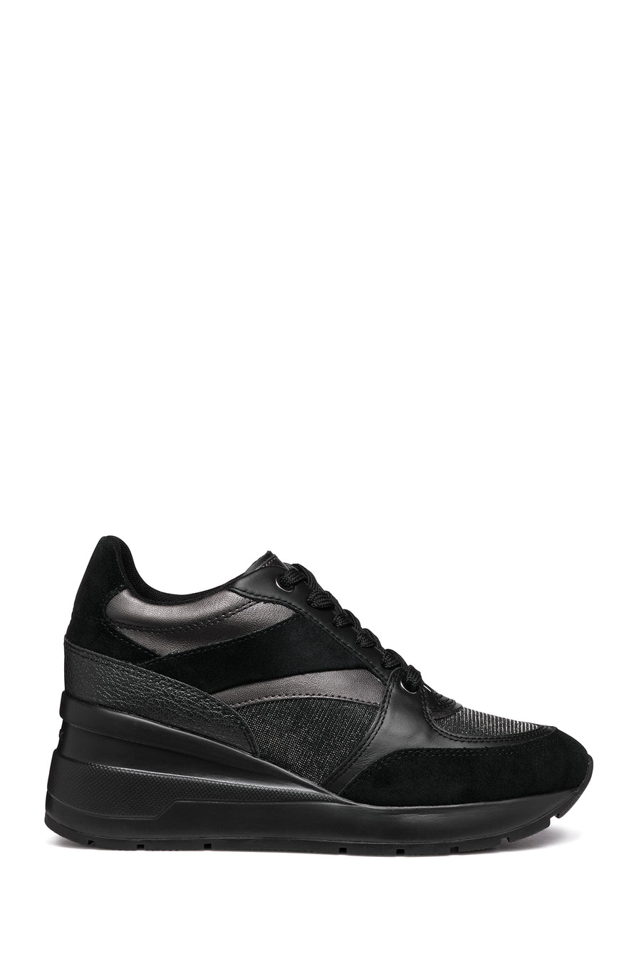 Geox Kadın Siyah D Zosma Bağcıklı Dolgu Topuklu Deri Sneaker D368LA0LY22C9999 | Derimod