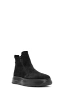 Men's Black Double Zipper Suede Leather Casual Boots | Derimod