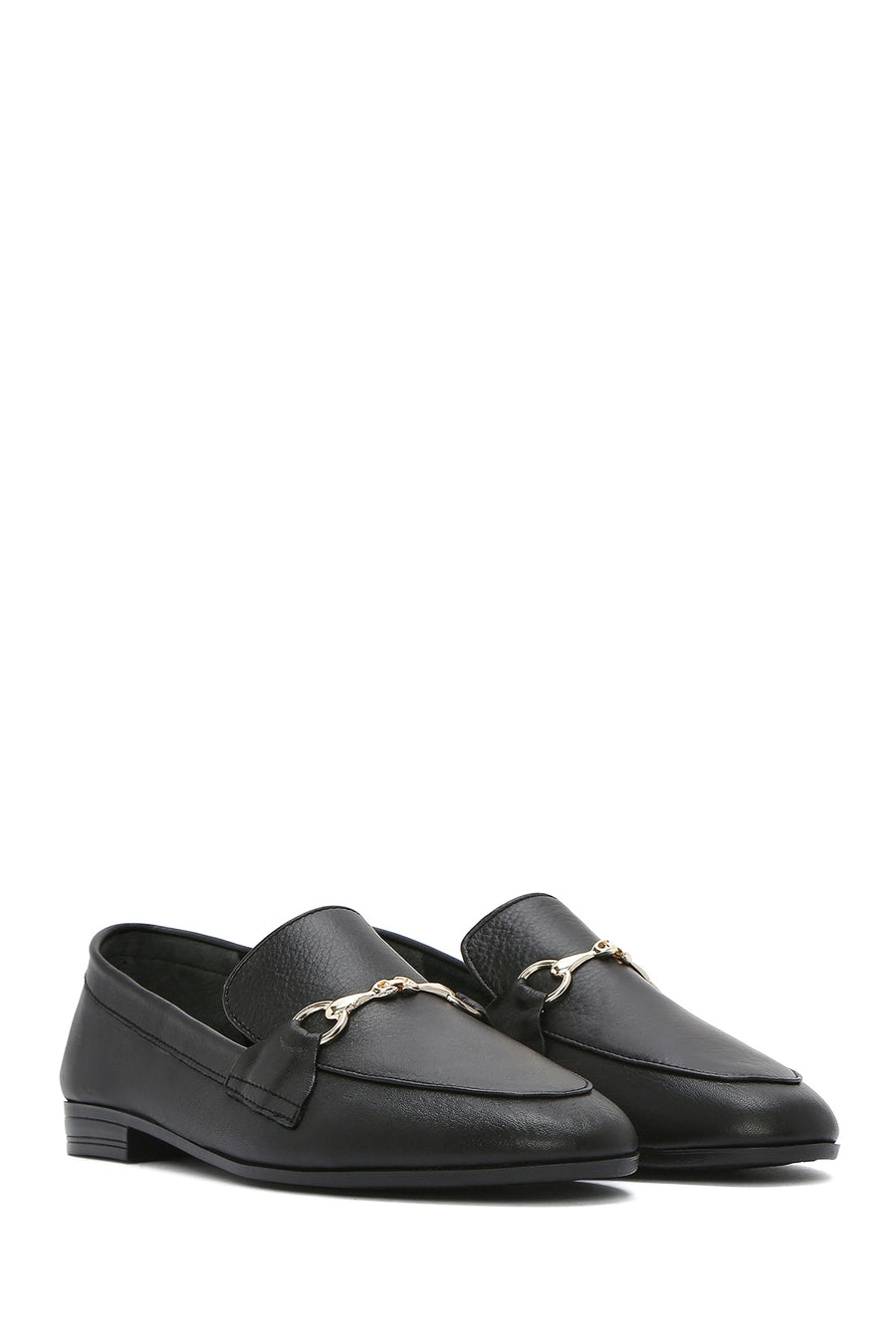 Kadın Siyah Deri Maskülen Loafer