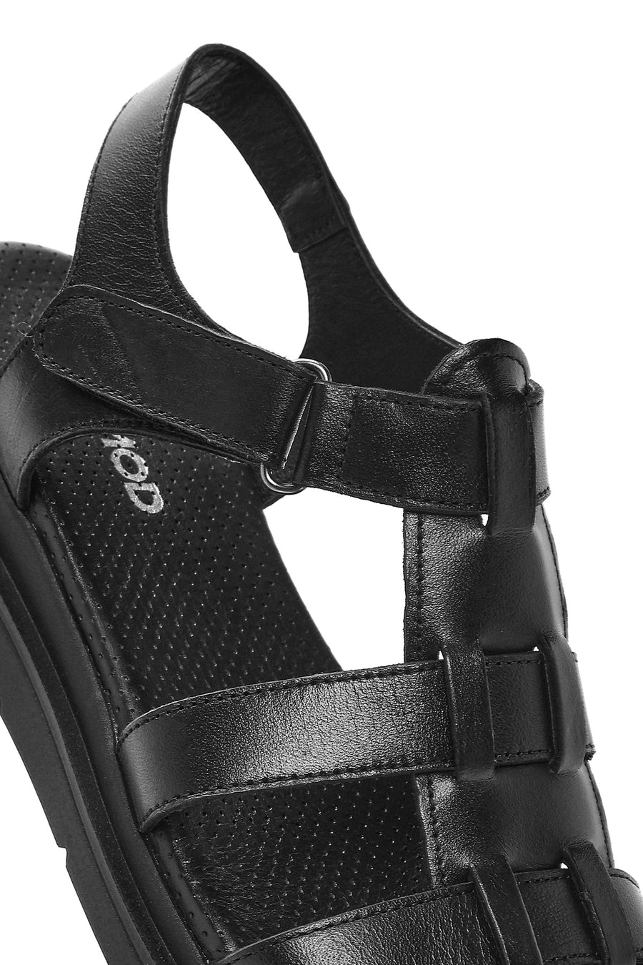 Women's Black Strappy Leather Sandals
