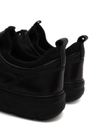 Erkek Siyah Bağcıklı Kalın Tabanlı Deri Sneaker | Derimod