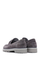 Women's Gray Suede Leather Buckle Loafer | Derimod