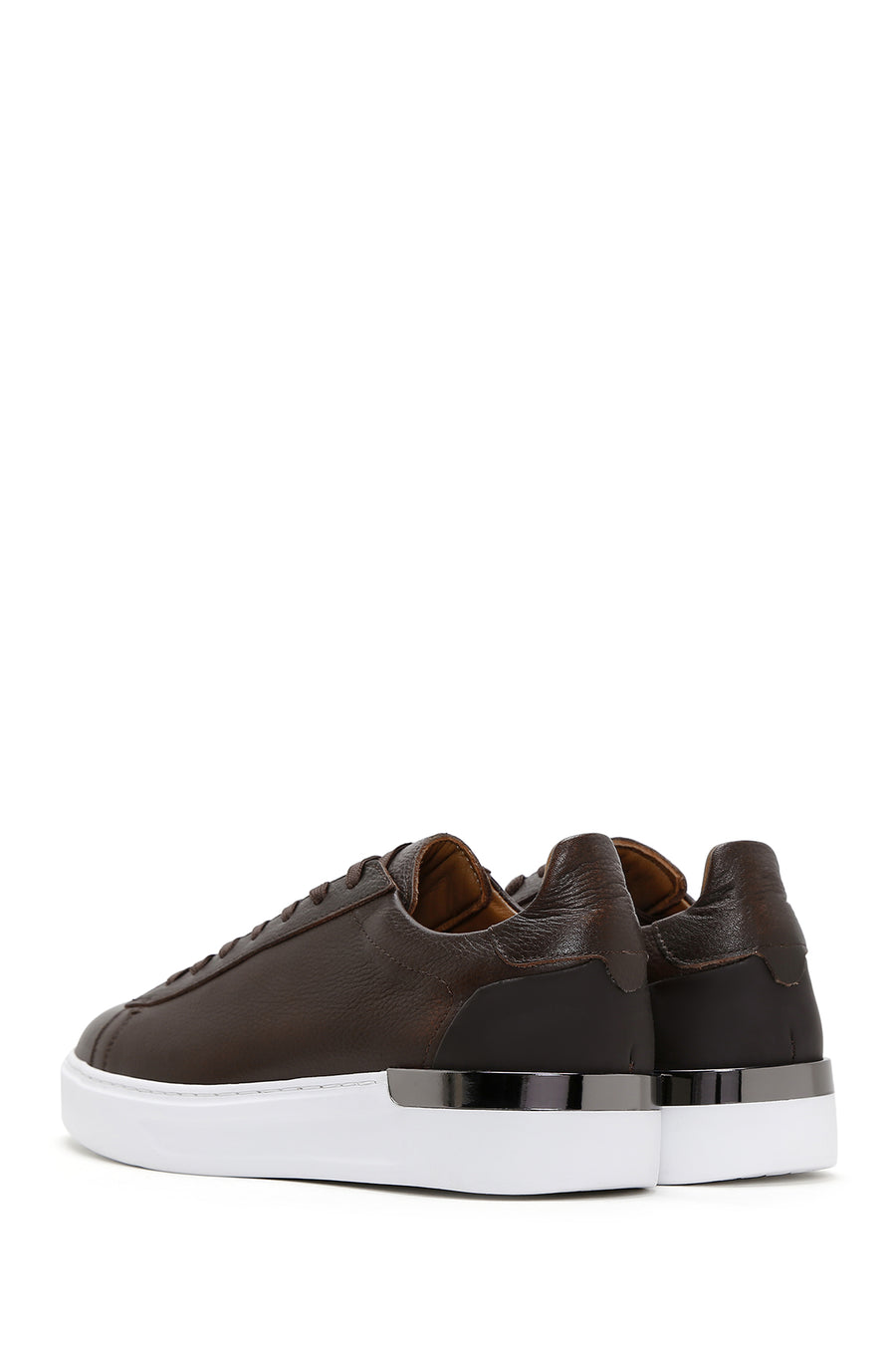 Men's Brown Lace-Up Leather Sneaker
