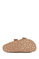 Women's Brown Buckle Suede Leather Slippers | Derimod