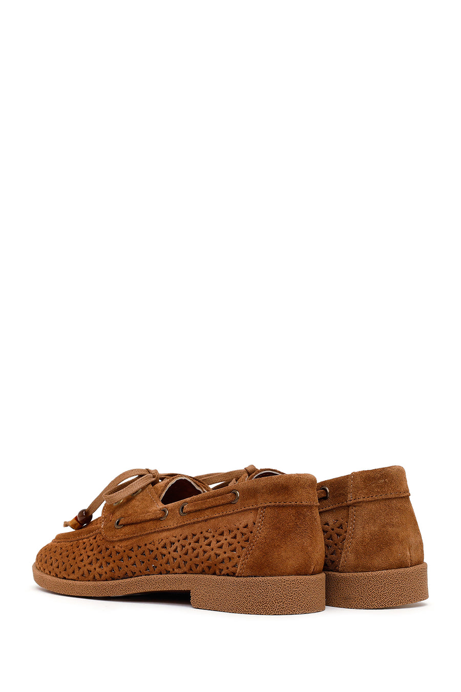 Woman Tan Tasselled Suede Leather Loafer