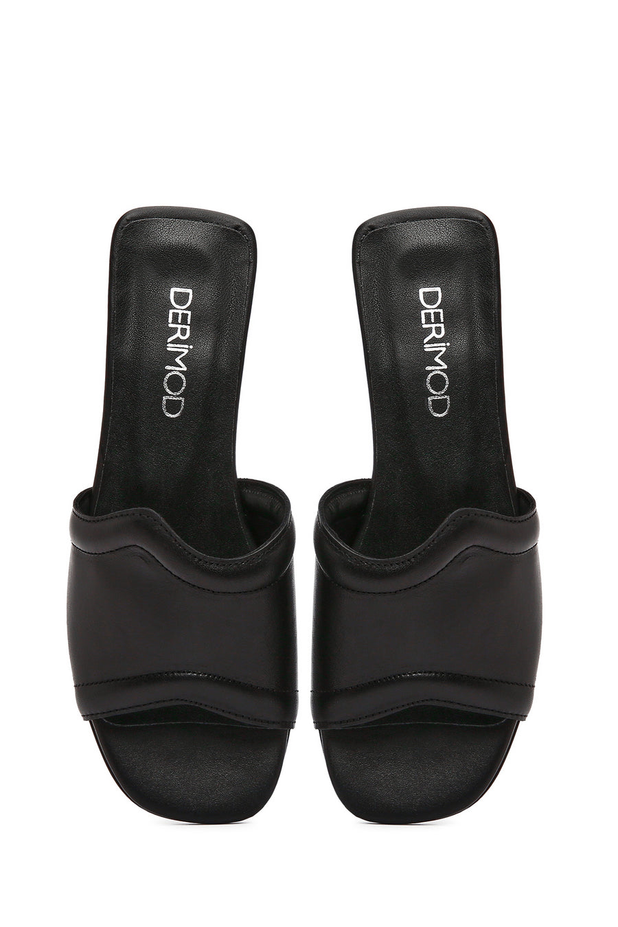 Women's Black Leather Slippers
