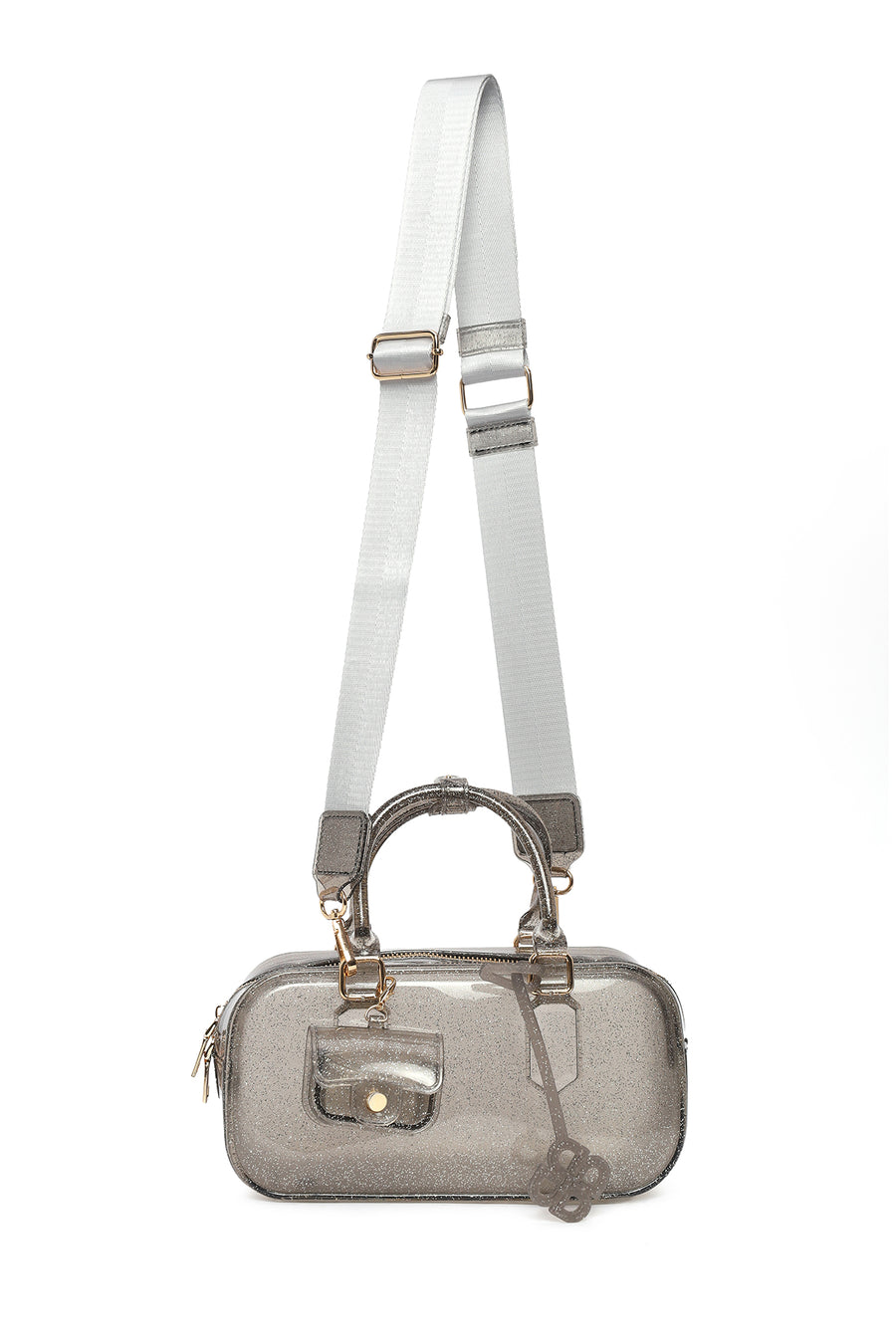 Woman Black Long-Strap Jelly Transparent Shoulder Bag