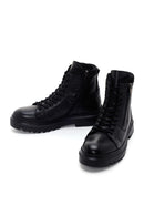 Men's Black Leather Zippered Casual Boots | Derimod