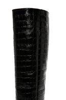 Women's Black Crocodile Patterned Thin Heeled Leather Boots | Derimod