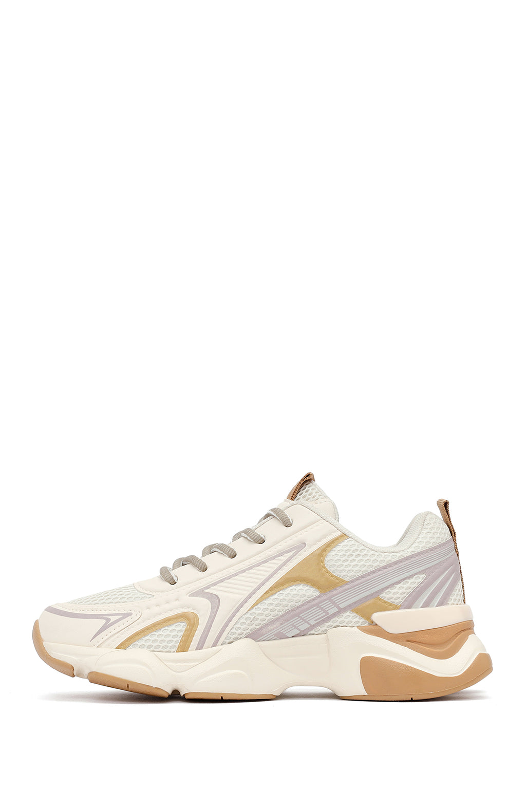 Kadın Krem Bağcıklı Kalın Tabanlı Sneaker