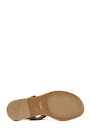 Women's Tan Suede Leather Thong Sandals | Derimod