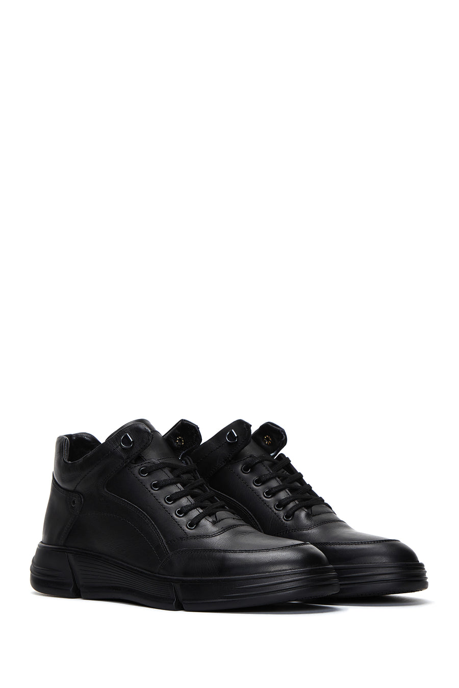 Men's Black Leather Sports Boots