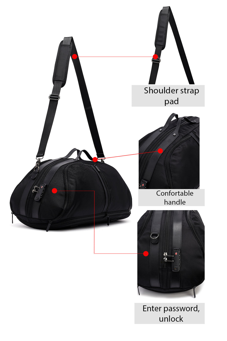 D-Pack Men's Black Long Strap Fabric Travel Bag