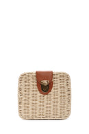 Women's Beige Long Strap Straw Crossbody Bag | Derimod